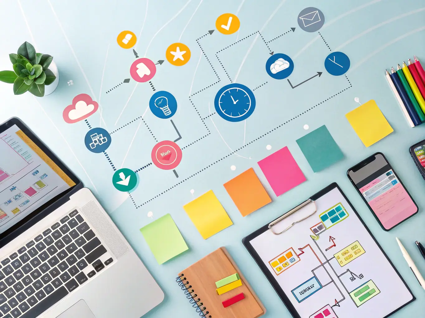 An image illustrating streamlined business operations with cloud-based applications and automated workflows, highlighting the efficiency gains from Crestone's IT solutions.
